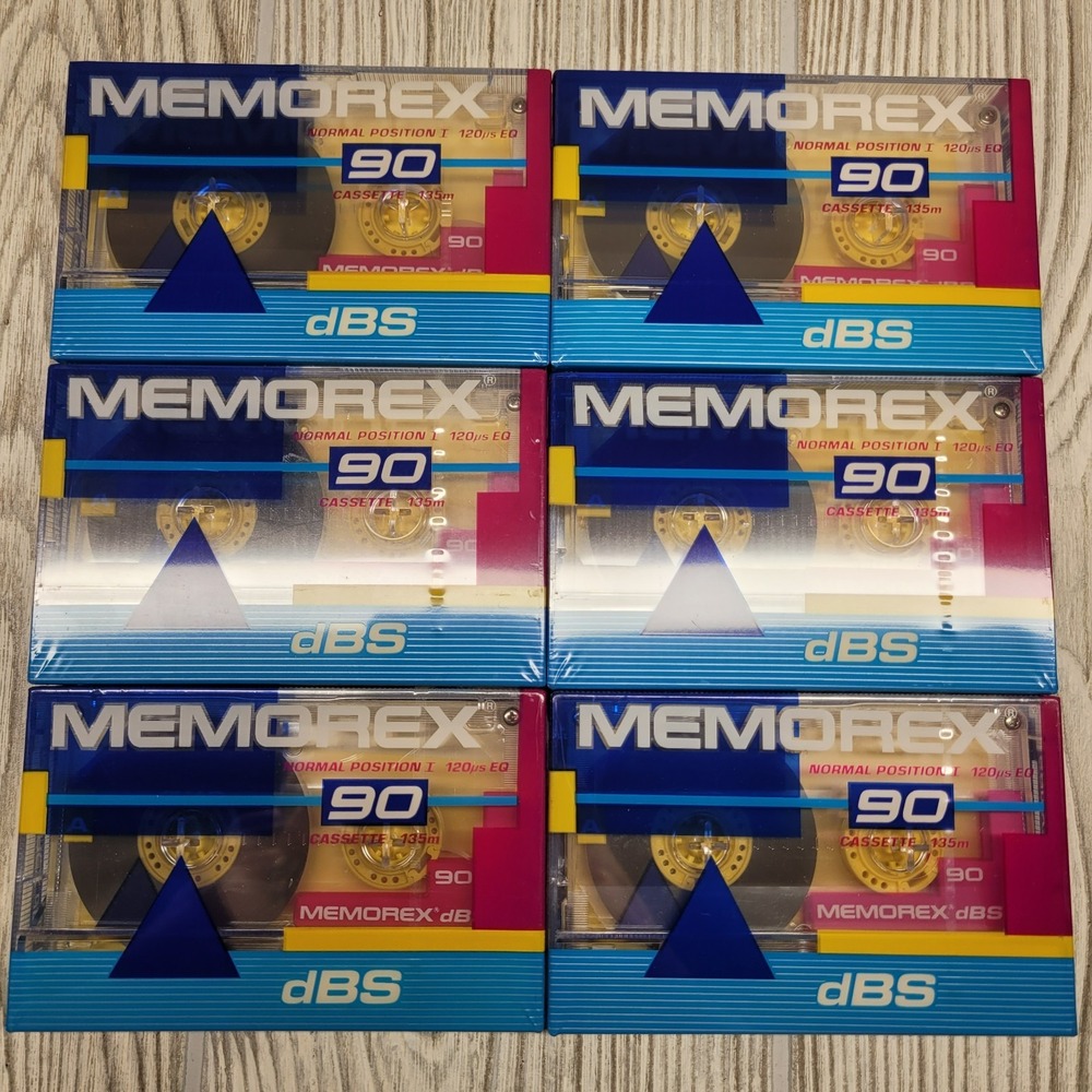 Blank Memorex dBS 90 Audio‎ Cassette Tapes 6 Pack Normal Bias 90 Minute Sealed
